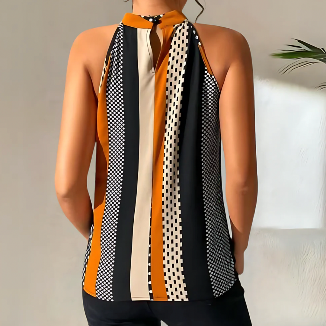 Women's Halter Neck Sleeveless Top with Pattern