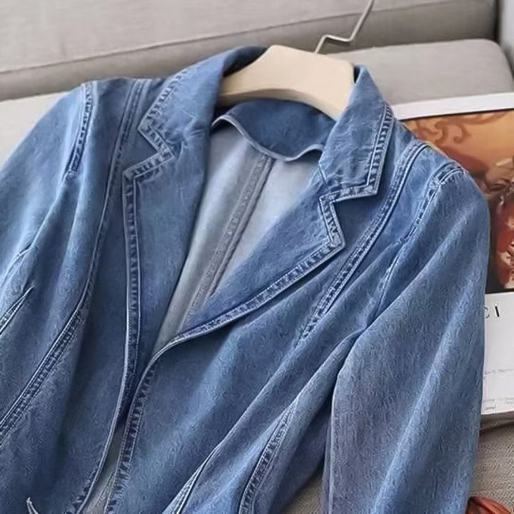 Denim Blazer with Button for Women