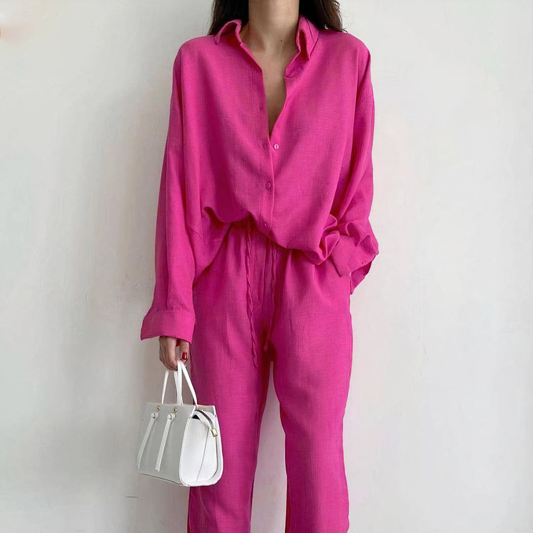 Women’s Linen Shirt and Trousers Set for Summer