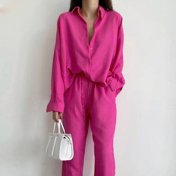 Women’s Linen Shirt and Trousers Set for Summer
