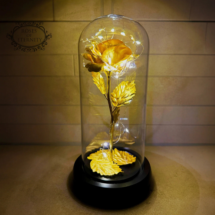 Eternal Rose with Led Light in Glass Dome