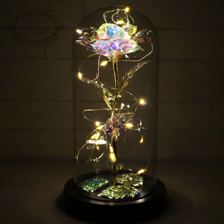 Eternal Rose with Led Light in Glass Dome