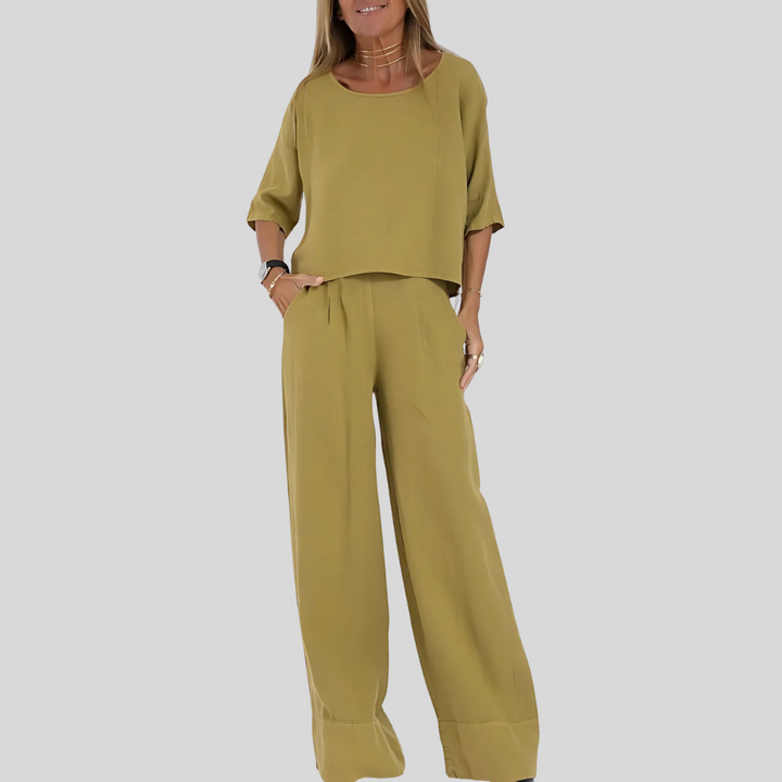 Women’s Relaxed Fit Linen Blend Two Piece Set