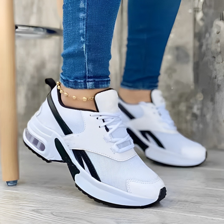 Women’s Athletic Sneakers with Mesh and Vegan Leather Upper