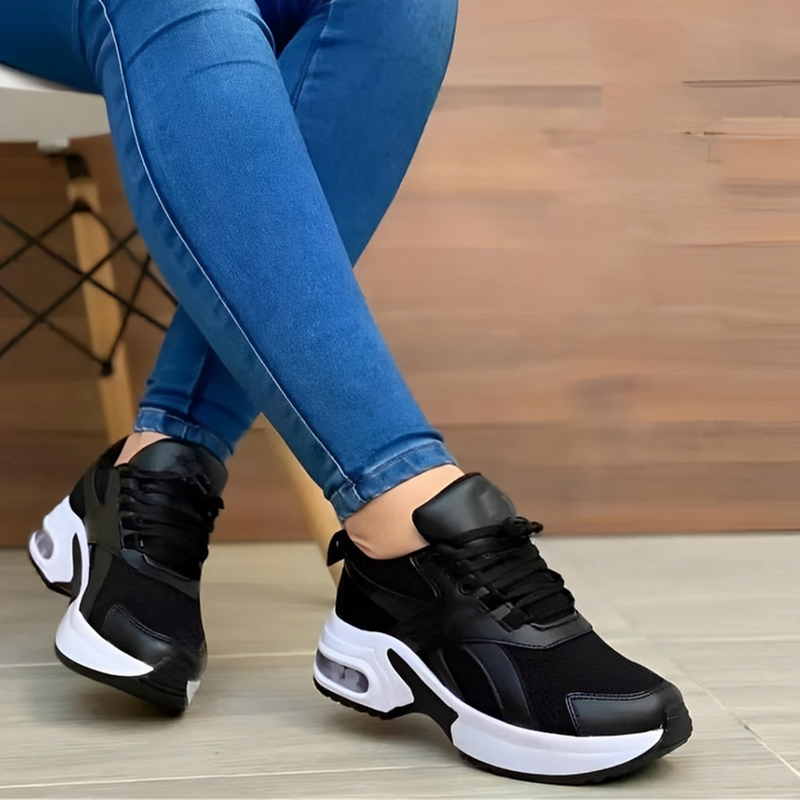 Women’s Athletic Sneakers with Mesh and Vegan Leather Upper