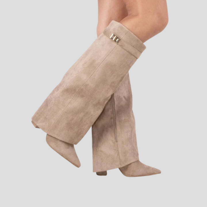 High Block-Heel Flap Boots