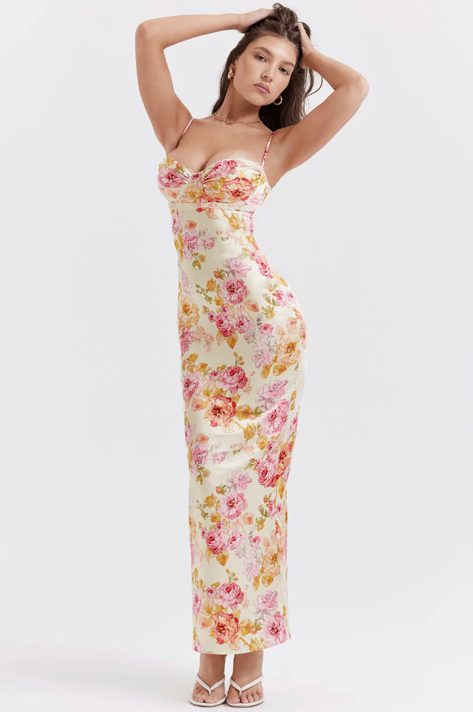 Women's Floral Maxi Dress Dress with Bodycon and Sleeveless