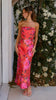 Women's Floral Maxi Dress with Strapless