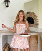 Women's Floral Smocked Mini Dress with Sleeveless and Flared Skirt