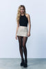 Women's Halter Mini Dress with Sequin Skirt and Backless Panel