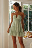 Women's Halter Mini Dress with V-Chest and Layered Skirt