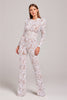 Women's Lace Jumpsuit with Long Sleeve and Belt Style