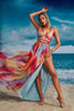 Women's Multicolor Tie-Dye Maxi Dress with Strappy Cut-Out Waist and Slit