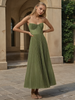 Women's Pleated Maxi Dress with Spaghetti Straps and Corset Bodice