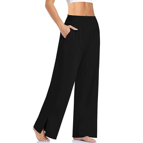 Women’s Wide-Leg Yoga Pants with Side Slits