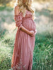 Maternity Off-the-Shoulder Maxi Dress with Ruched Bodice