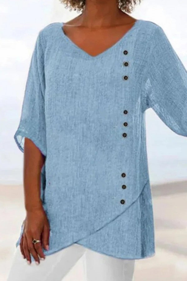 Women’s Linen V-Neck Casual Shirt