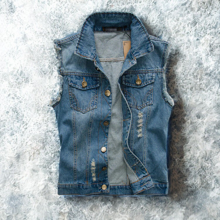Women’s Denim Vest with Chest Pockets