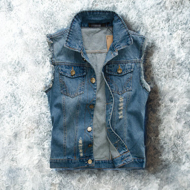 Women’s Denim Vest with Chest Pockets