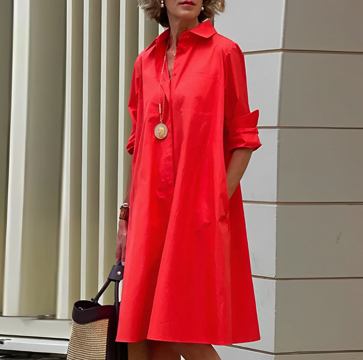 Classic Elegant Shirt Dress – Refined Comfort and Timeless Style