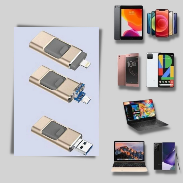 4-in-1 USB Flash Drive – Multi-Connector Storage Solution