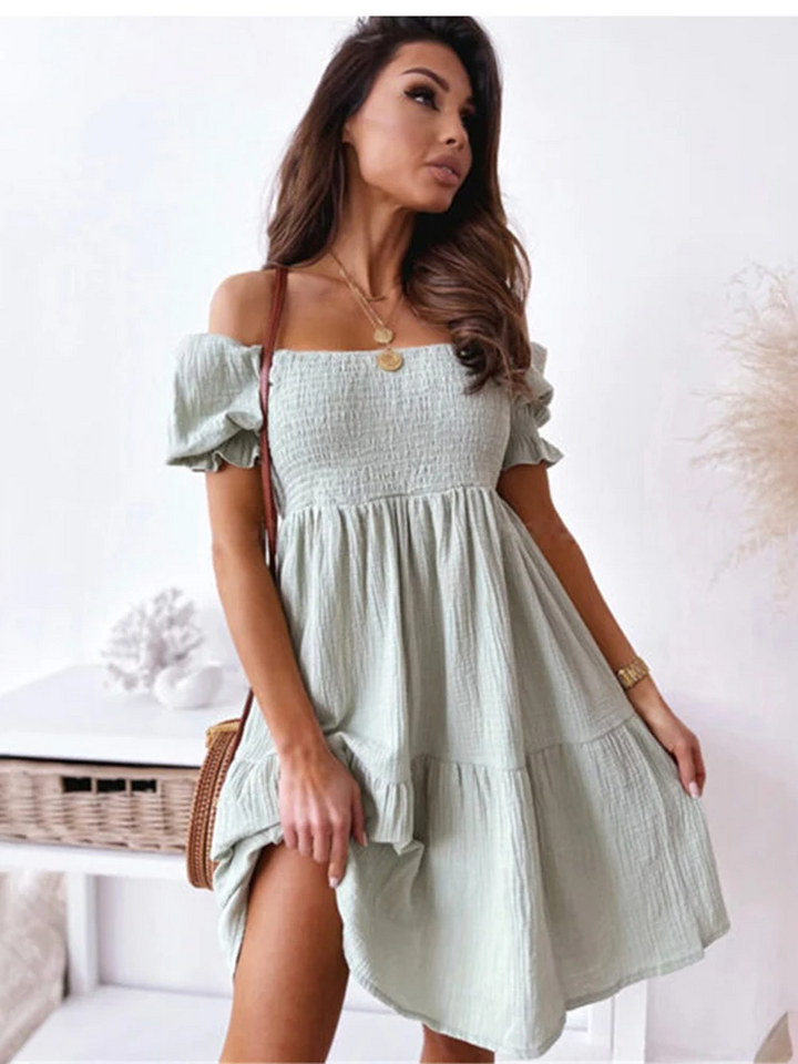 Women’s Off-Shoulder Mini Dress with Tiered Skirt