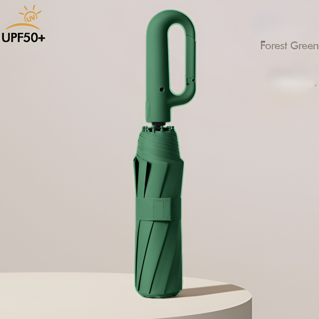 Windproof Automatic Folding Umbrella with Large Buckle Handle