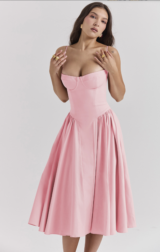 Women’s Sleeveless Midi Dress with Pleated Skirt