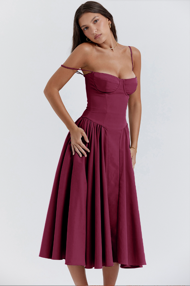 Women’s Sleeveless Midi Dress with Pleated Skirt