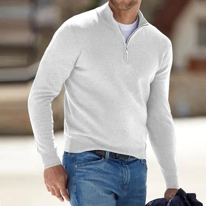 Men's fine wool Zipper Basic Sweater
