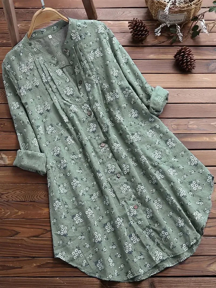 Women’s Long-Sleeved Tunic Top with Floral Print