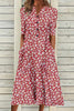 Women’s Floral Print Midi Dress with Pockets