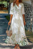 Women’s Botanical Print Linen Maxi Dress