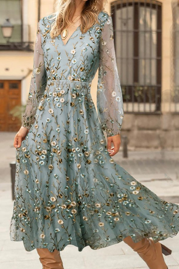 Women’s Floral Overlay Midi Dress