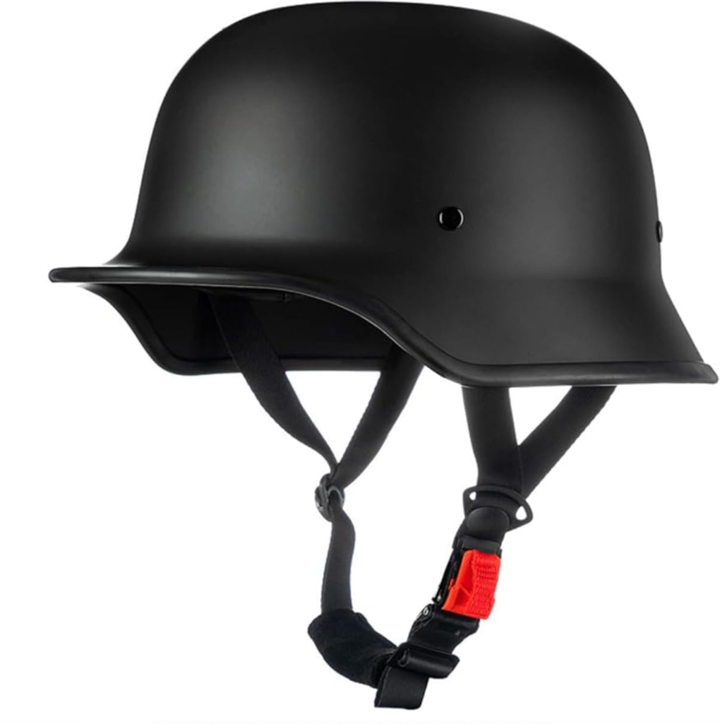 "Schwarzer Vintage Halbschalen-Motorradhelm mit glänzender Oberfläche und modernem Schutz für Street-Style-Enthusiasten."