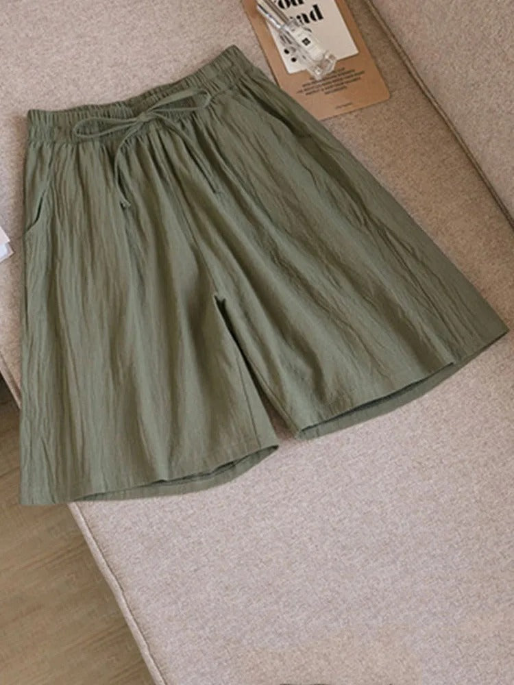 Women's Linen Shorts with Drawstring