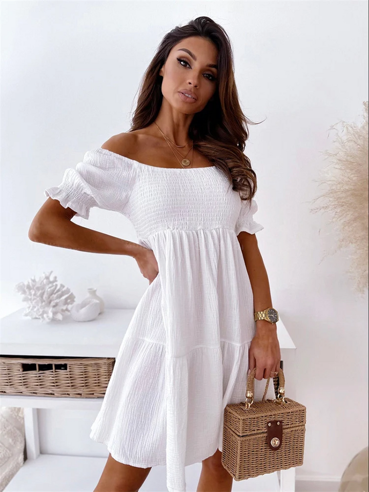 Women’s Off-Shoulder Mini Dress with Tiered Skirt