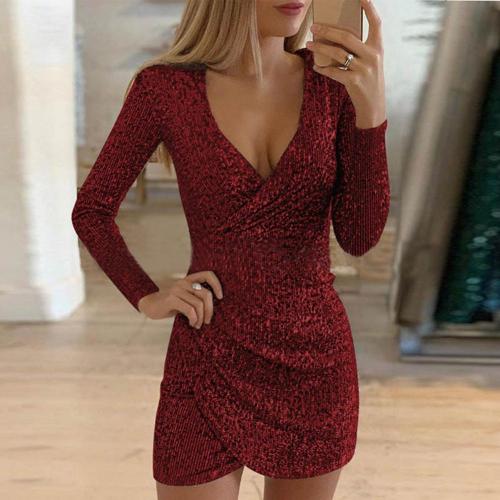 Women’s Long-Sleeve Wrap Mini Dress
