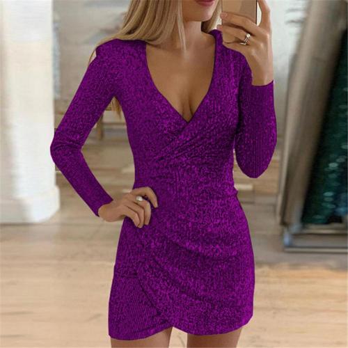 Women’s Long-Sleeve Wrap Mini Dress